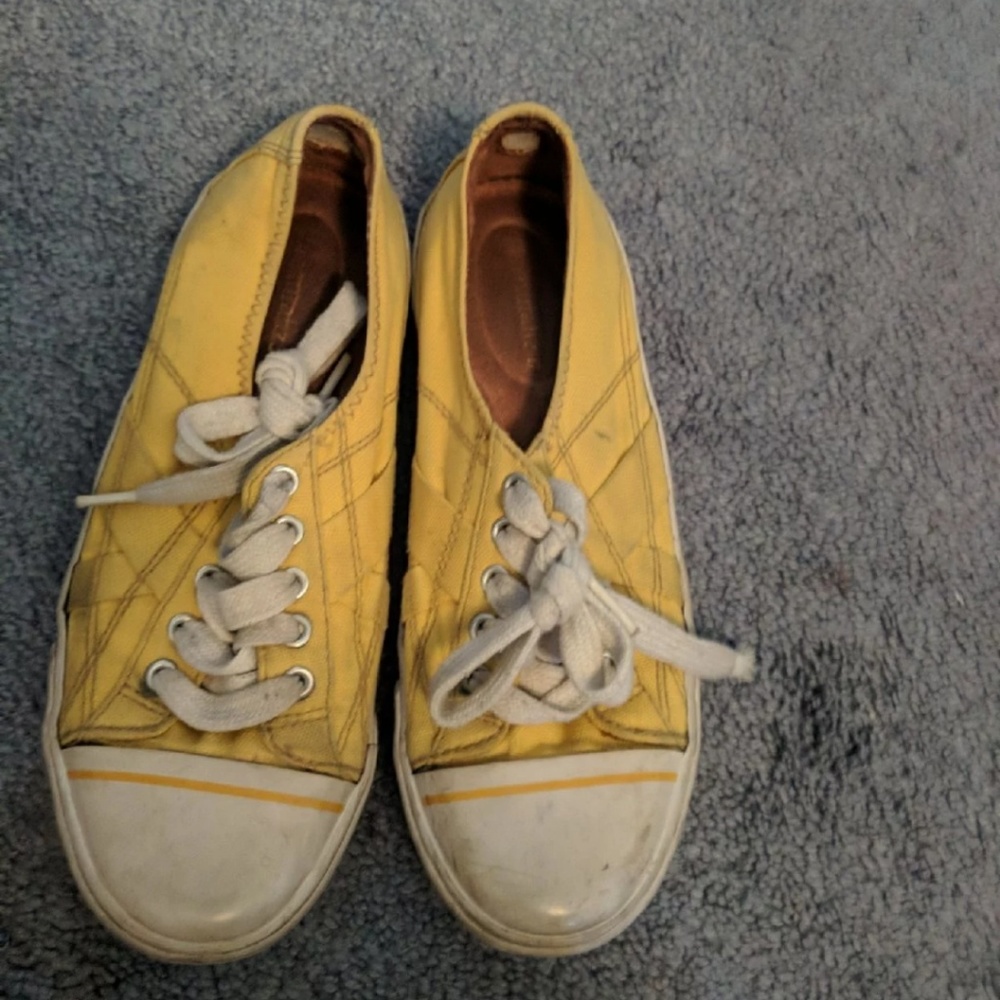 Yellow canvas shoes
